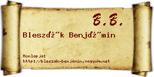 Bleszák Benjámin névjegykártya